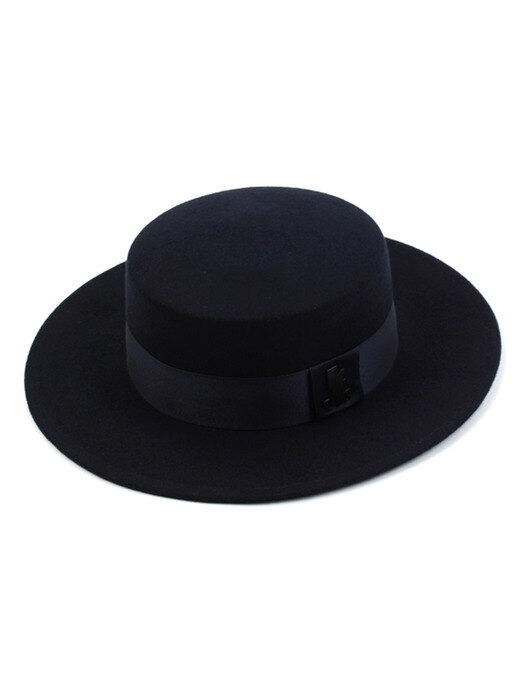 Flat Navy Long Wool Fedora 울페도라