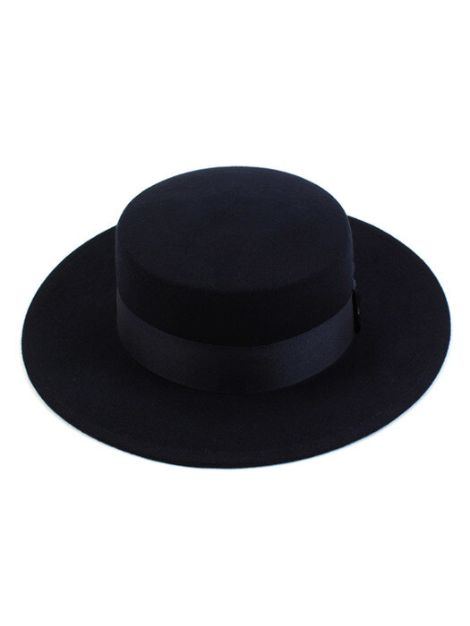 Flat Navy Long Wool Fedora 울페도라