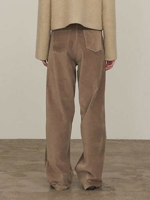 TUCK WIDE VELVET PANTS (brown)