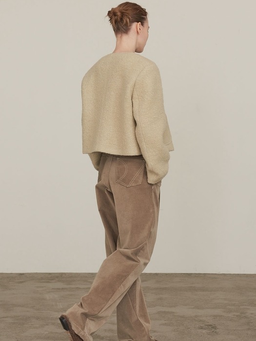 TUCK WIDE VELVET PANTS (brown)