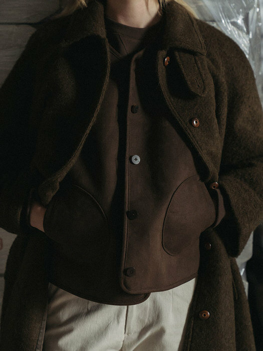 Boucle mac coat (Brown)
