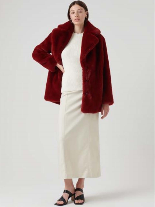 W_HEATHER COAT_RUBY RED