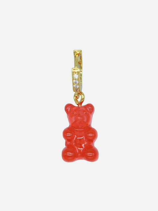 Nostalgia Bear Hoops 귀걸이 - Jelly red