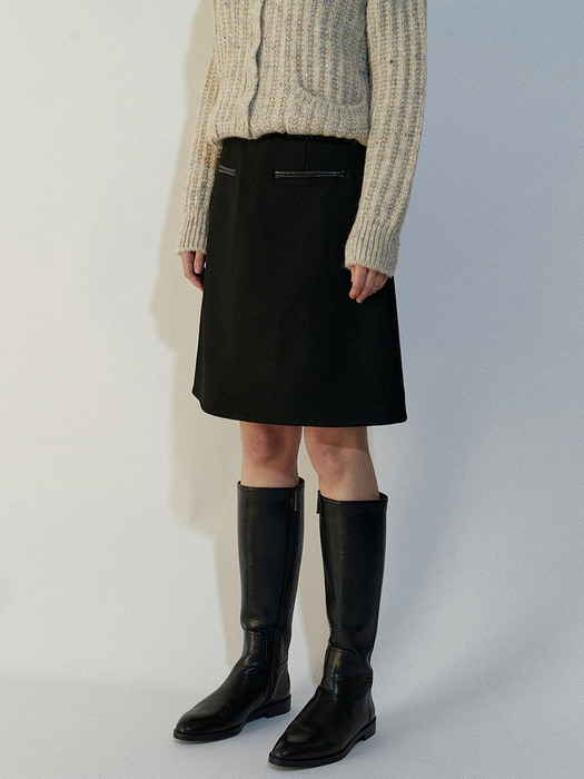 Leather Trimmed Skirt