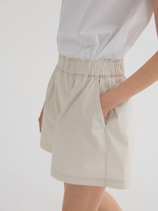 WIDE COTTON SHORTS (ECRU) 212-BC31CH-009