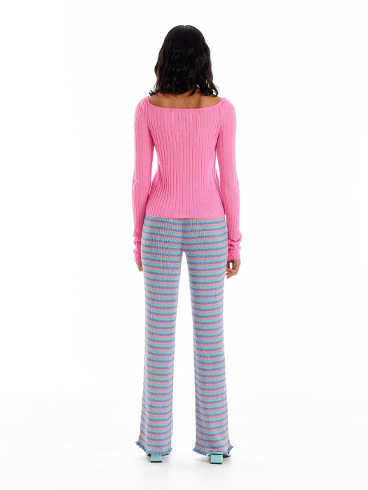 USQUARE Square Neck Knit Cardigan - Pink