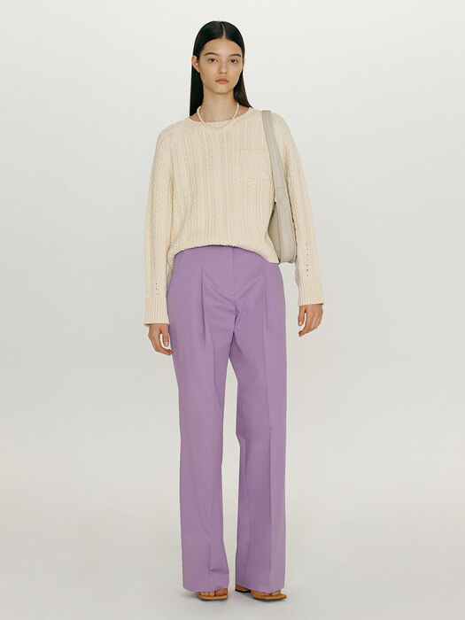 BORAMAE Wide leg trousers (Lavender/Black/Cool mint)