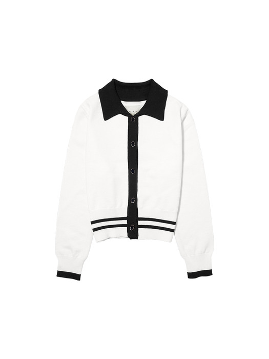 SI SKN 2024 color line crop knit cardigan_Off white