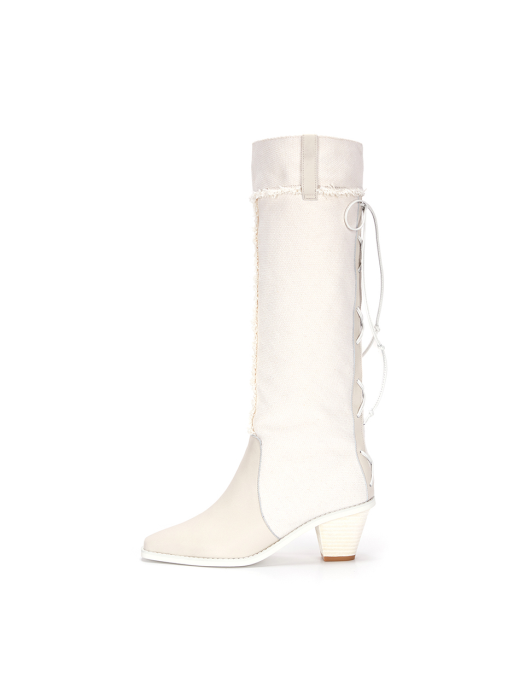 BACK RACE UP BOOTS IN WHITE