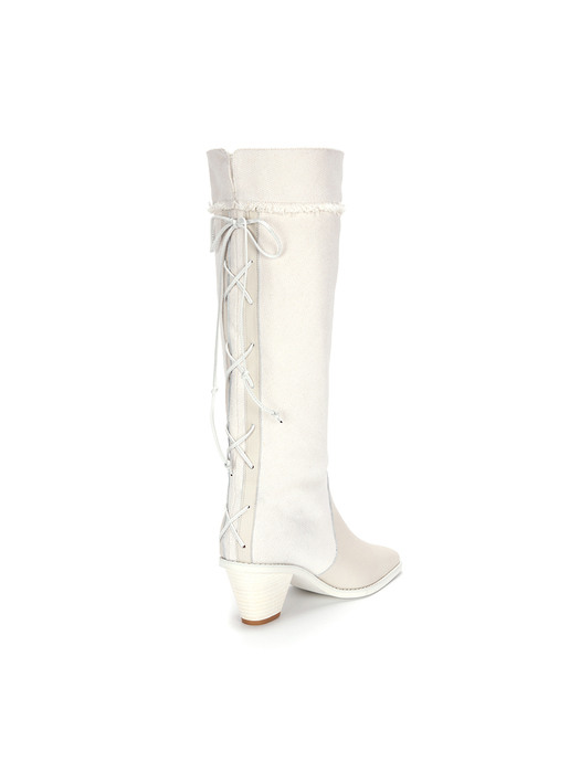 BACK RACE UP BOOTS IN WHITE