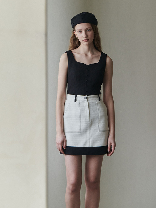 Pocket tweed skirt (white)