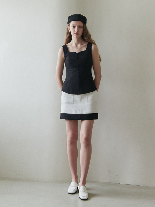Pocket tweed skirt (white)