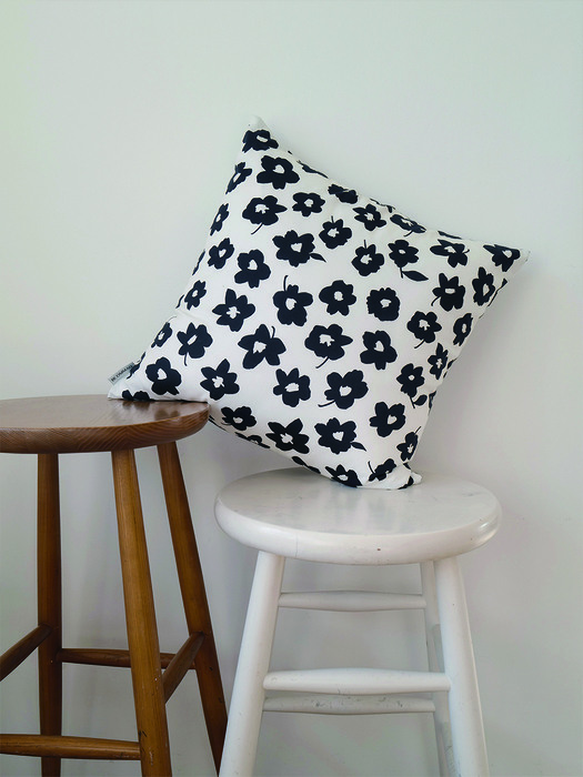 Black flower cushion cover
