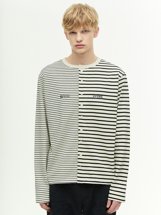  FORK STRIPE T-SHIRT IVORY