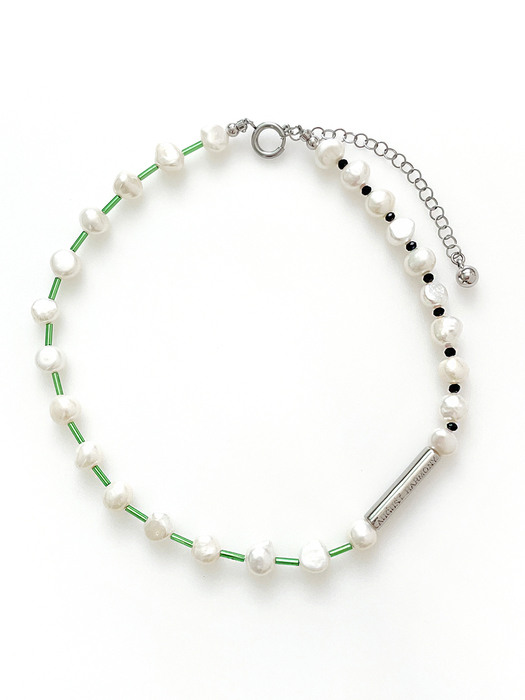 Pebble Beads Pearl Necklace (Green)
