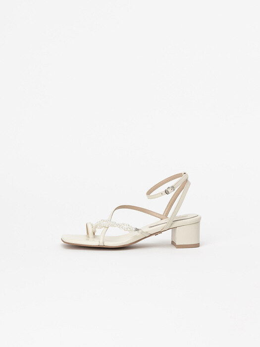 Eloise Pearl Strappy Sandals in Cream Ivory