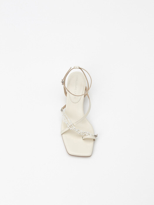 Eloise Pearl Strappy Sandals in Cream Ivory