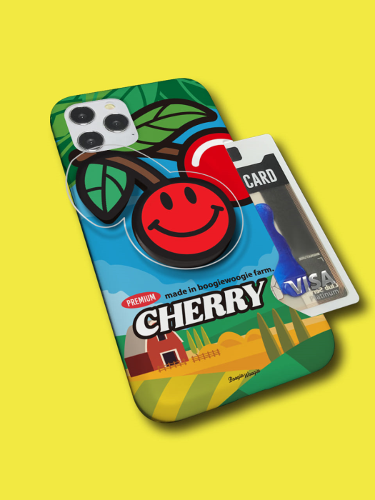 슬림카드 케이스 클리어톡 세트 - 스마일 체리(Smile Cherry)