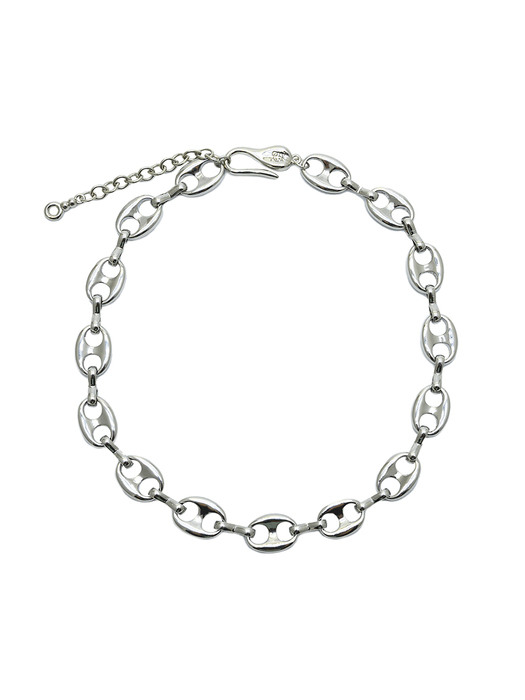Silver big pignose chain necklace