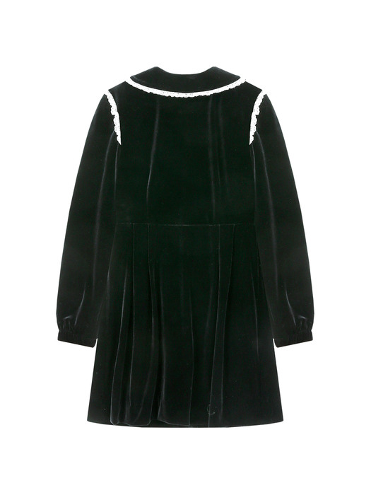 ★関税込★Margarin Fingers★PEARL ZIP UP VELVET ONE PIECE★ 마가린 핑거스]PEARL ZIP UP VELVET ONE PIECE (BLACK)