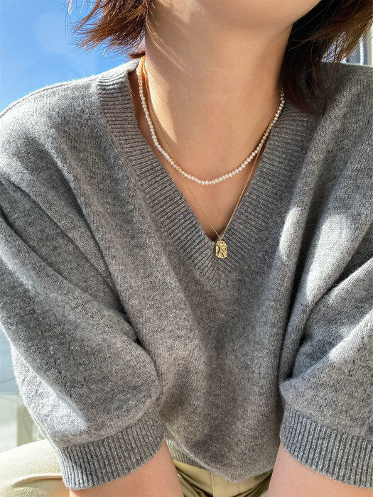 [단독][set][925 silver] fresh-water pearl necklace (renewal) + grandma necklace (gold)