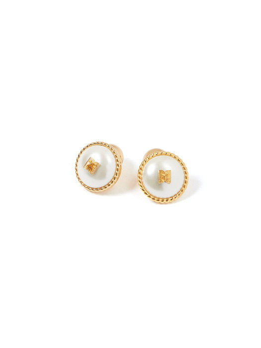 VLING Pearl Logo Earrings - Gold/Ivory
