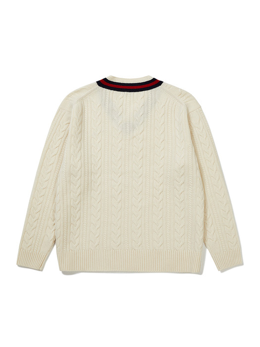 Cricket Cable V-Neck Knit_Men (Ivory)