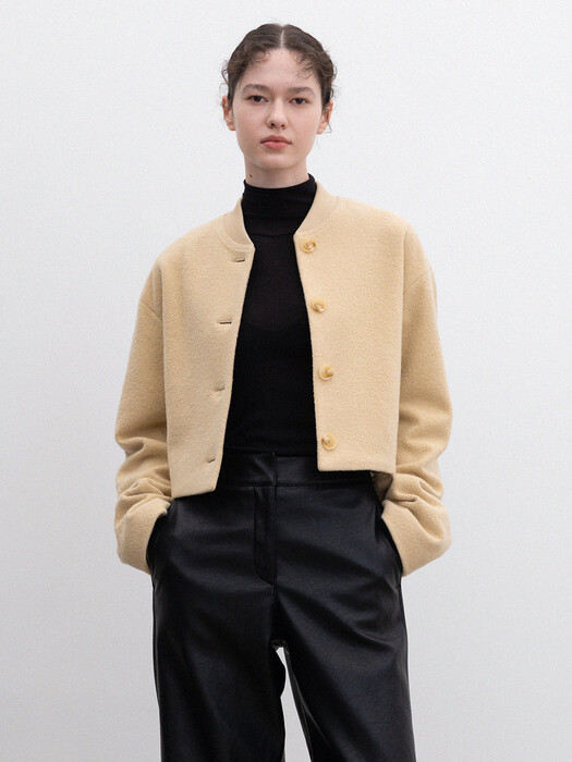 wool boucle blouson jacket (beige)