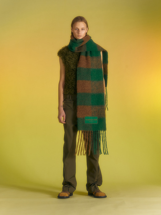 (ESSENTIAL) BILLY NEW CHECK SCARF aaa324u(GREEN)