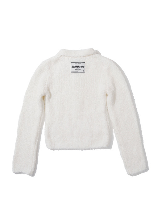 [EXCLUSIVE]WOOLLY KNIT ZIP UP JACKET, WHITE