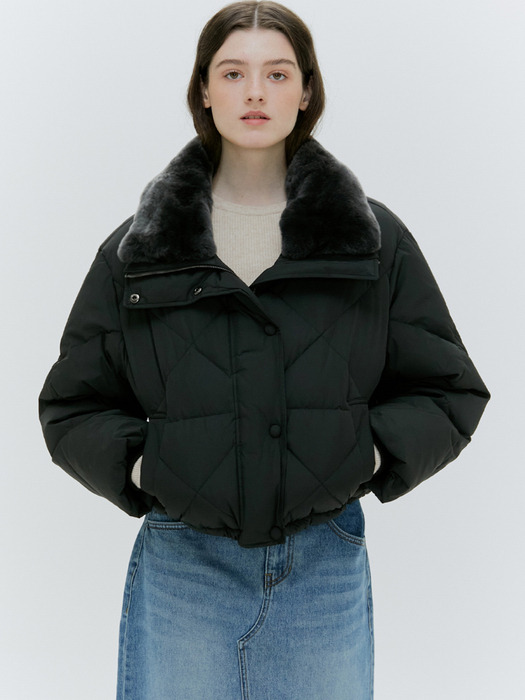 REX FUR COLLAR OVERSIZE GOOSE DOWN[2COLOR]