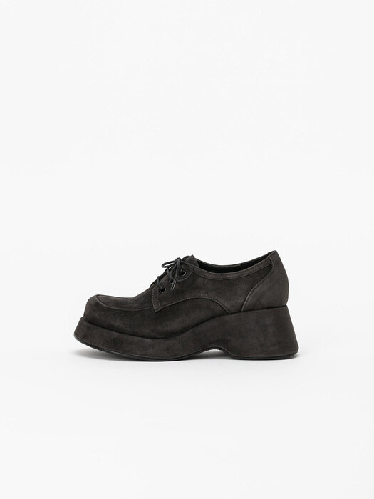 Leitmotif Lace-up Platform Shoes in Charcoal Gray Suede