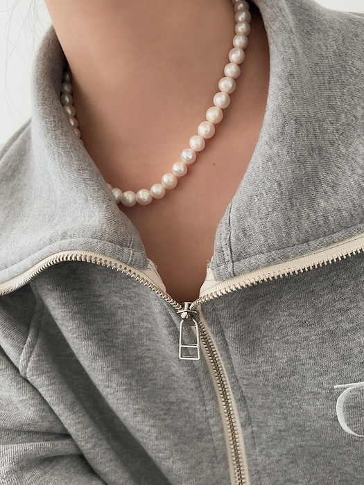 silver925 bold pearl necklace