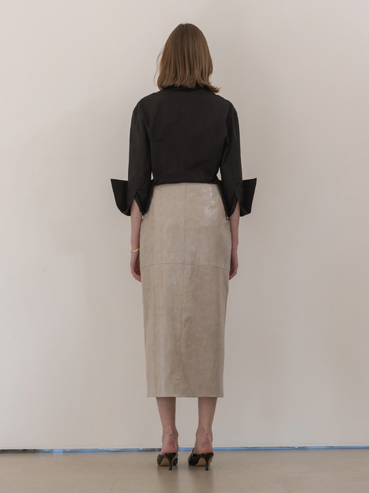 Vegan Leather Side Slit Skirt