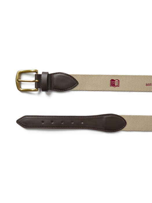 Textbook Logo Leather Belt - Beige