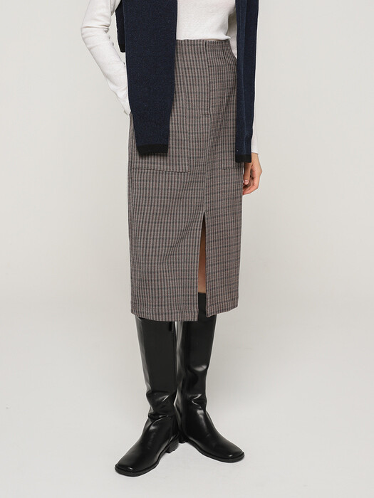 OUT POCKET CHECK SKIRT