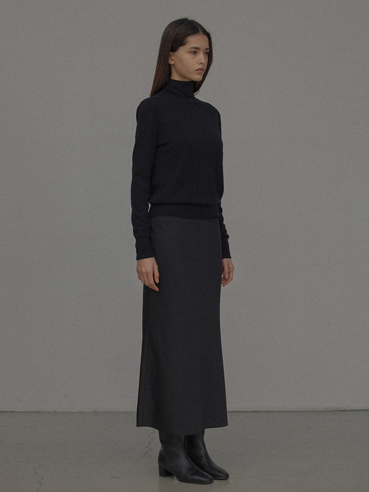 Layered Satin Skirt / Black