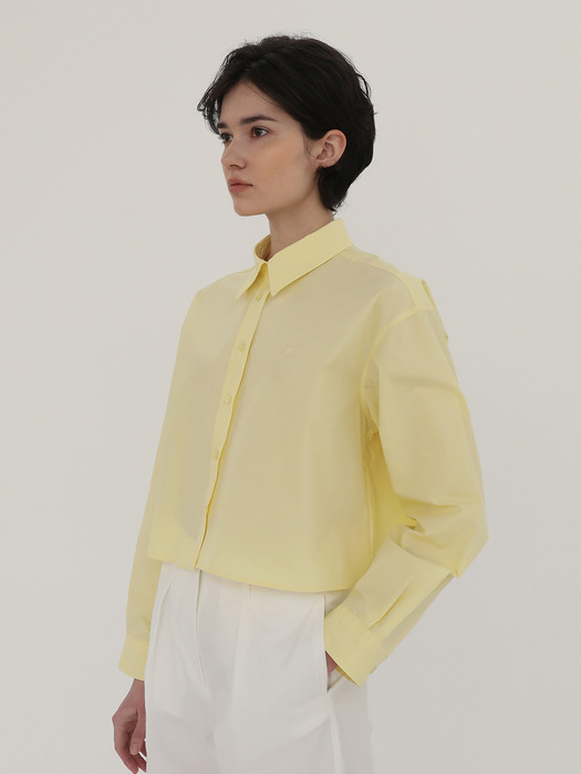 Poplin Cotton Crop Shirts - Lemon