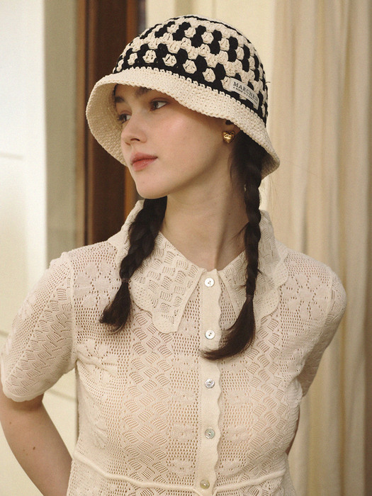 Marchen★韓国★大人気★Kranz crochet bucket hat /追跡あり Marchen☆韓国☆大人気☆Kranz crochet bucket hat /追跡あり