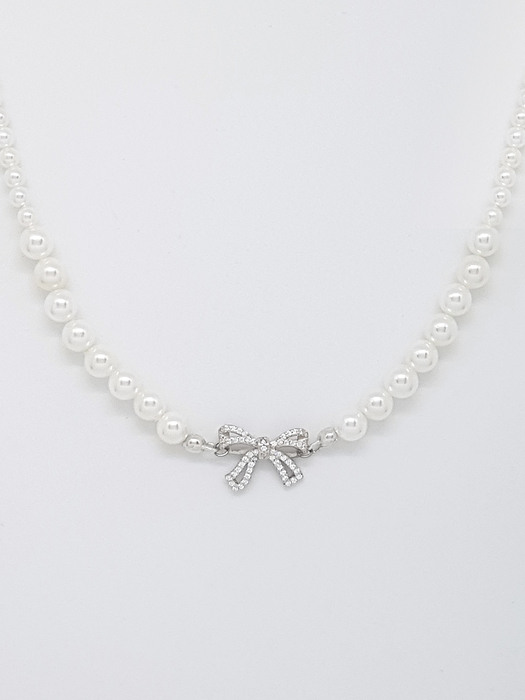 [단독] [Silver925] Mysore Bow Pearl Necklace