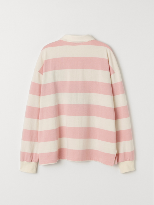 OVERFIT STRIPE POLO T-SHIRT_PINK