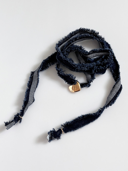 Denim Love Strap Necklace / Dark Blue