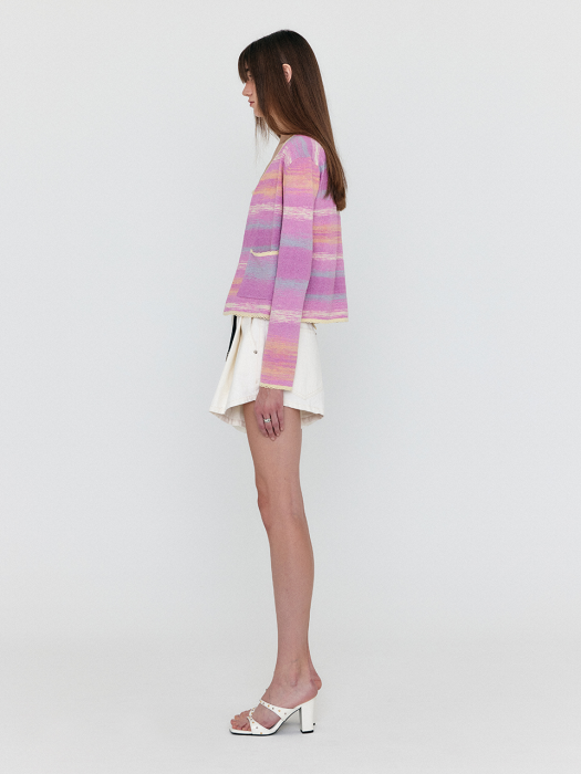 WIOLETTA Pocket Front Knit Cardigan - Light Pink