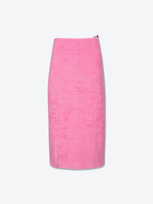 LOVE STRAP DETAIL TERRY SKIRT (PINK)