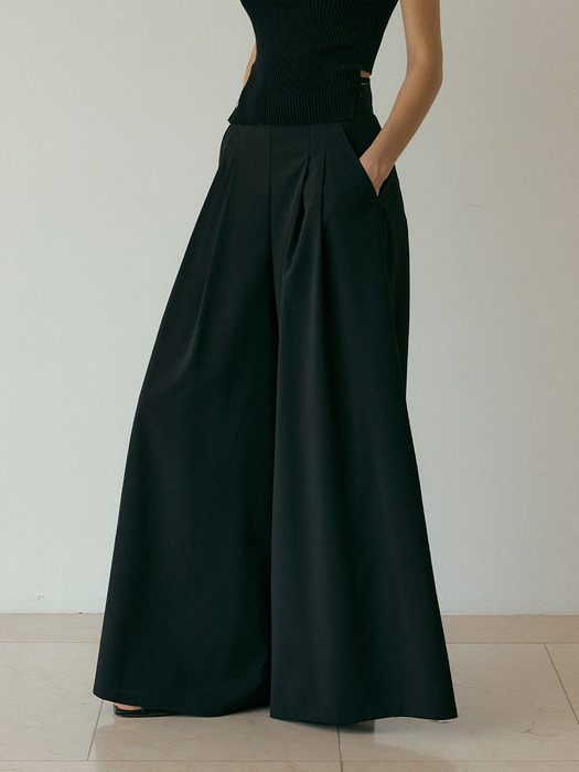 Over wide palazzo pant (black)