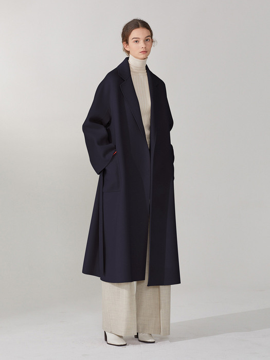 [캐시미어 30%] LE MUSEE_MAGOT Premium Cashmere-Blend Handmade Coat_Royal Navy