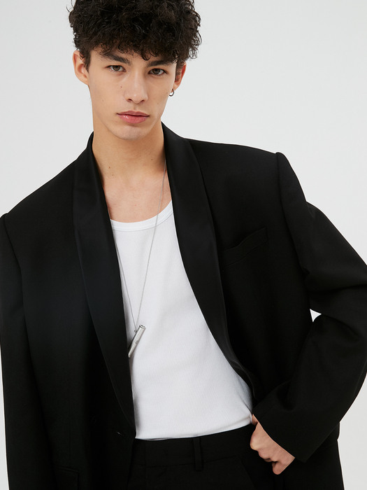 For men, Pluto Twill Tuxedo Coat / Black