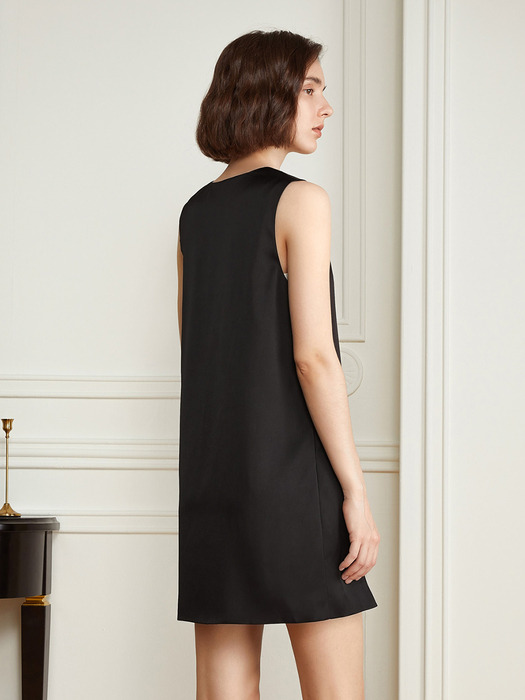 YY_New v-neck sleeveless dress_BLACK
