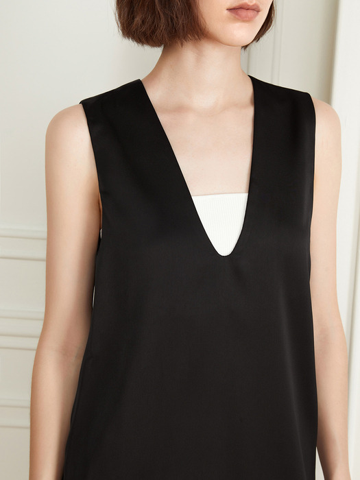 YY_New v-neck sleeveless dress_BLACK