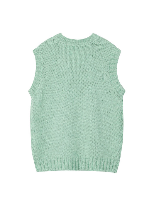 Fluffy Knit Vest in Green VK3AV156-32